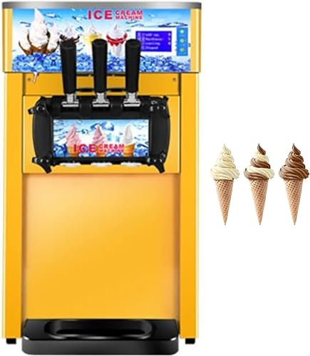 Machine À Crème Glacée Commerciale, Machine À Crème Glacée Molle De Comptoir, Yaourtière À 3 Saveurs, Nettoyage Automatique, pour Snack Bar Café,002