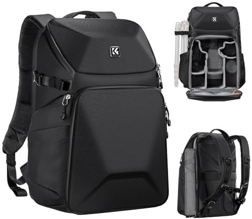 K&F Concept Mochila rígida para cámara de 20 L, soporte para trípode y compartimento para laptop