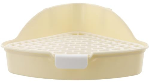 Töpfchen-Ecktoilette für Meerschweinchen, Hasen Toilette Fest, Plastik Kaninchenklo, Hasen Toilette mit Gitter, Auslaufsicheres und Leicht zu Reinigendes Ecktoilette für Kaninchen (Weiß)