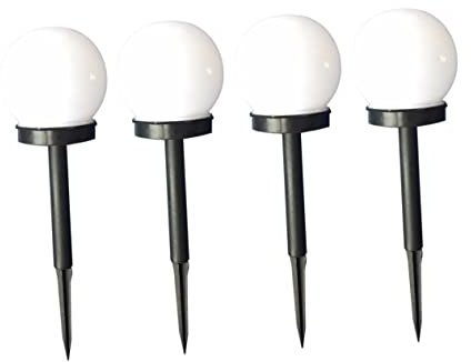 HOMSFOU 4pcs Solar Sphere Lawn Lights Warm White Led Garden Pathway Lighting Solar Powered Outdoor Landscape Yard Stake Lights for Patio Walkway