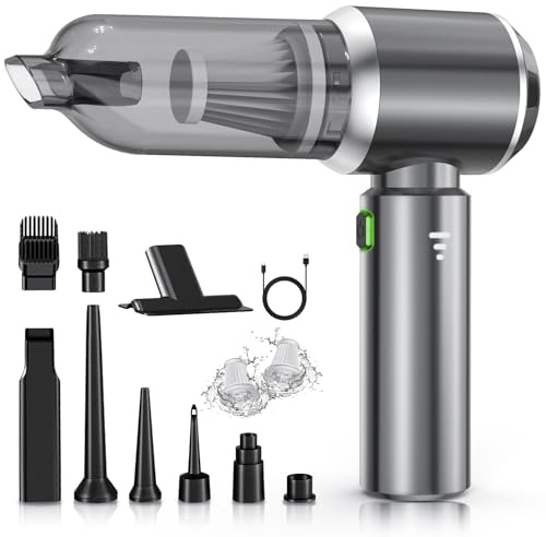 NVKHG Aspirateur à Main, 25000Pa Aspirateur à Main sans Fil, Aspirateur de Voiture à 3 Vitesses avec Moteur sans Brosse, Mini Aspirateur de Voiture pour Voiture Animaux Maison Car