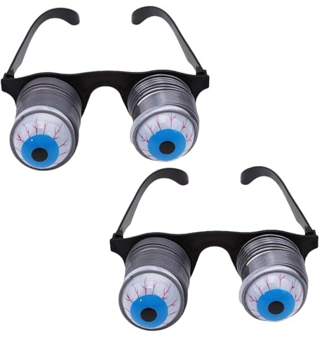 Dwang Pop-Out-Brillen, Wackelaugen auf Federn, Pop-Out-Augen, für Halloween, Karneval, Party, Kunststoff, Witz, Horror, Schock, Pop-Eyes, Spielzeug, Sonnenbrille, Pop-Out-Augen, Brille, 2 Stück