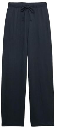 Marks & Spencer Pantalon texturé Coupe Carotte à Taille élastique Bleu Marine UK 10 (EU 38)
