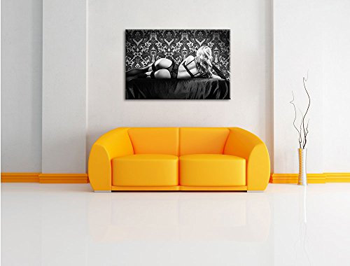 Pixxprint schöne Frau in sexy Dessous Kunst B&W, Größe: 100x70cm, Leinwandbild, fertig gespannt, Wandbild, Dekoration, Kunstdruck, kein Poster