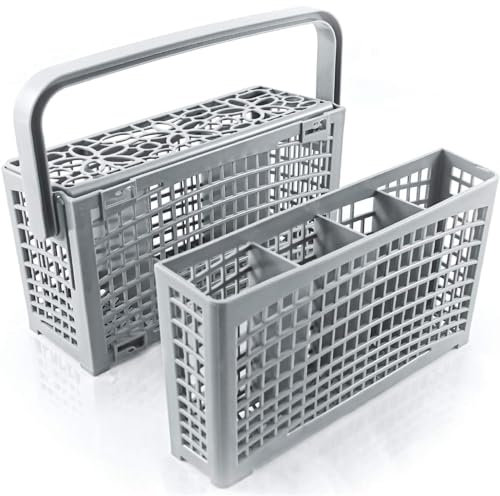 Plemont Cesta de cubiertos original para el lavavajillas, dimensiones 23 x 8,5 y 4,5 x 13,5 cm, cesta para lavavajillas con solución 2 en 1, cesta para lavavajillas con plástico resistente al calor