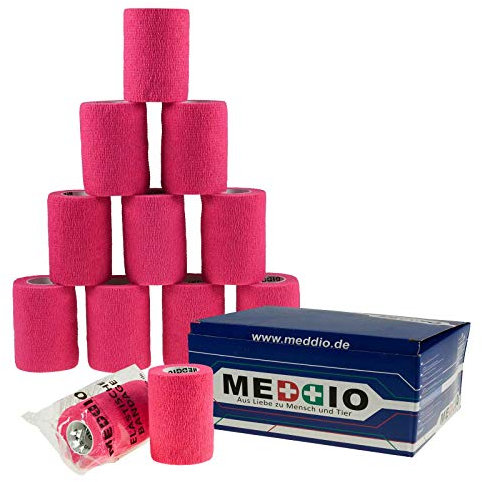 12 Haftbandagen Größe+Farbe wählbar - selbsthaftende Bandage Fixierverband selbstklebend, Farbe:pink Energy, Größe:7.5cm