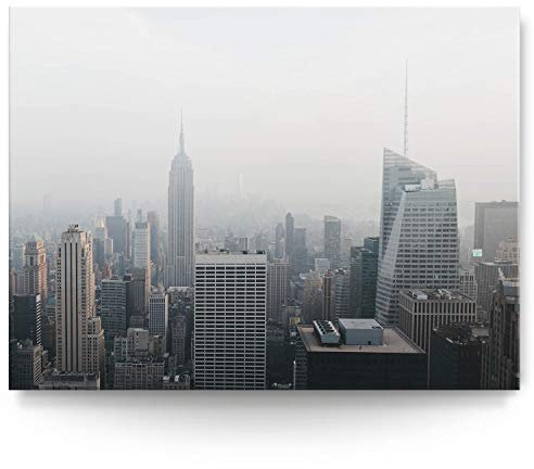 Wandbild Skyline New York im Smog - 200cm x 150cm Leinwand auf 4cm Keilrahmen