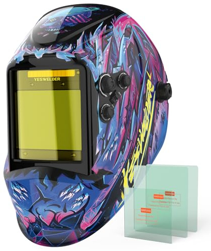 YESWELDER Welding Mask True Colour Large View 10X9cm Auto Darkening Welding Helmet Solar Powered Blue Light Blocking, 4 Sensors Wide Shade 4/5-9/9-13 for TIG MIG ARC CUT GRIND Welder Mask