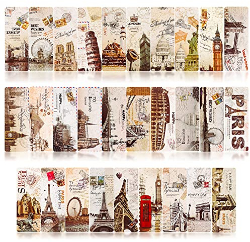 MWOOT 29 Pezzi Torre di Ferro Segnalibri di Pagine,Edificio Storico Bookmarks in Carta,Carta Clip di Pagina per Studenti Ufficio Lettura di Articoli di Cancelleria