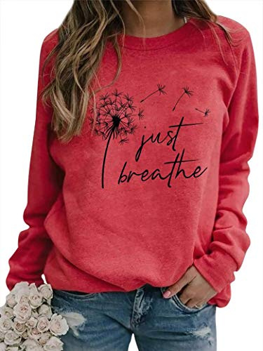Dresswel Damen Löwenzahn Sweatshirt Langarmshirt Pusteblume Drucken Pullover Herbst Winter Bluse Tops Oberteile(Mintgrün, XL)