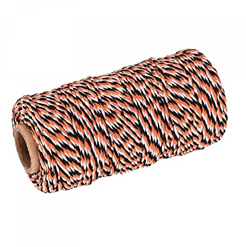 sourcing map Twine Packing String Wrapping Cotton Twine 100M/109 Yard Orange and Black White Rope for Gift Wrapping, Christmas Twine