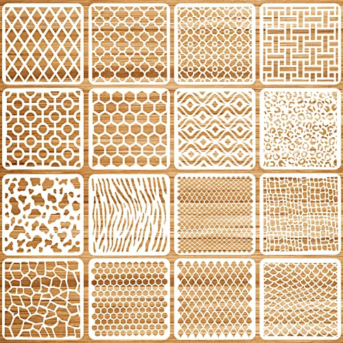 OOTSR 16 Stück Schablonen Wandgestaltung Set, 15x15CM Zeichnung Malschablonen DIY Schablonen der Geometrische, Kunststoff Vorlagen für Scrapbooking Holz Boden Möbel Fliesen Leinwand Deko
