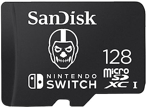 SANDISK microSDXC card licensed for Nintendo Switch consoles, 128GB Fortnite Skull Trooper edition (up to 100 MB/s, Nintendo gaming storage, UHS-I, V30, U3)