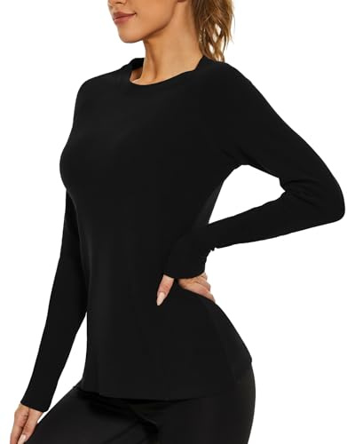 Soneven Funktionsshirt Damen Langarm Thermo Unterhemd Damen Warme Unterwäsche Sport Oberteil Langarmshirts für Damen Pullover Winter Sportshirt für Skifahren Laufen