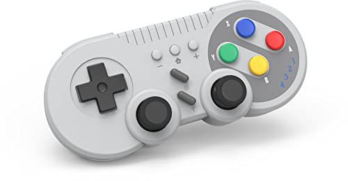Switch Controller Wireless Gamepad Compatible with NS/Switch OLED/Windows PC - Classic SNES Style Controller with Motion Control/Vibration/Turbo/Wakeup - Gray