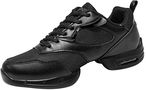 SDEQA Danssneakers för män med delad sula Jazzdansskor Plattform Andas mjuk botten utomhus,Black,42 EU