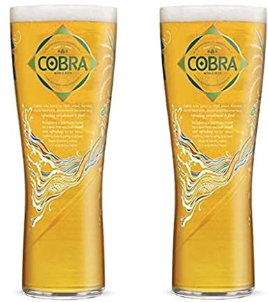 GarageBar Cobra Glass | Vaso de cerveza | Producto oficial | Viene con 2 alfombrillas de goteo de cerveza (2, pinta/20 onzas)