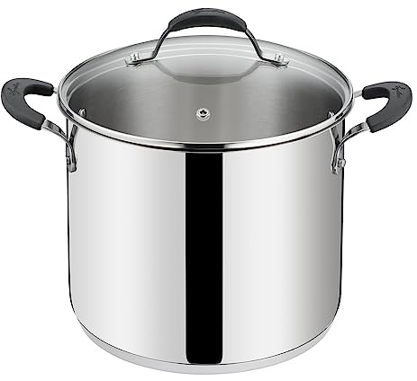 Lagostina Tempra Acier Casserole et Couvercle, Casserole Ø 24 cm en acier inoxydable 18/10 + Couvercle en verre, avec fond Lagotherm et manches en silicone