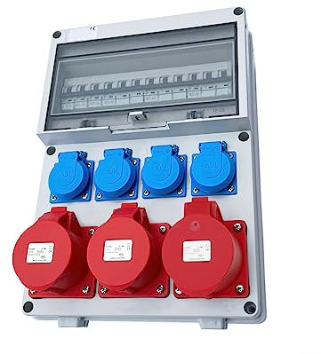 Wandverteiler 2x 16A + 1x 32A + 4x 230V Baustromverteiler Stromverteiler Verteiler Feuchtraumverteiler WVT1-2