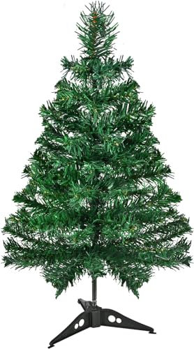 Kleiner Weihnachtsbaum, 60 cm künstlicher Schreibtisch-Weihnachtsbaum mit 60 Spitzen, kleiner Weihnachtsbaum mit Ständer, leicht und einfach zu montieren, Tisch-Weihnachtsbaum für Weihnachtsdekoration