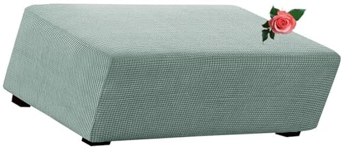 MeRcri Hockerbezug rechteckig Samt Jacquard Husse Überzug hocker Bezug für Ottomane Fußbank Stretch Ottomane Bezug Rund Quadratische Rechteckige(#4,80x60-70cm)