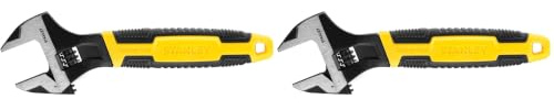 Stanley 0-90-948 - Llave de acero cromado forjado, 32 x 200 mm, Mango bi material MaxSteel, Rueda de ajuste dentada, Ideal para fontanería - Normas ISO y DIN (Paquete de 2)