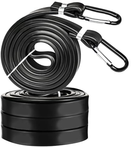Kikuo Verstellbar Spanngummi mit Karabinerhaken, 4 Pcs Extra Stark Breit Gummi Spanngurte, Latex 100%, UV-Beständiger Expander Gepäckspanner für Fahrradträger Motorrad Auto Sonnensegel(100CM,150CM)