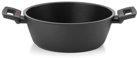 Guzzini - Casseruola in alluminio con doppi manici, antiaderente, 24 cm, Nero COOK&PLUS