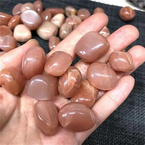 AUOQKQUT Pietre burattate di Cristallo Naturale Pesca Pietra di Luna lucidata for la Decorazione - (Colore: Arancione, Dimensioni: 20-30 mm) Decorazioni per la casa