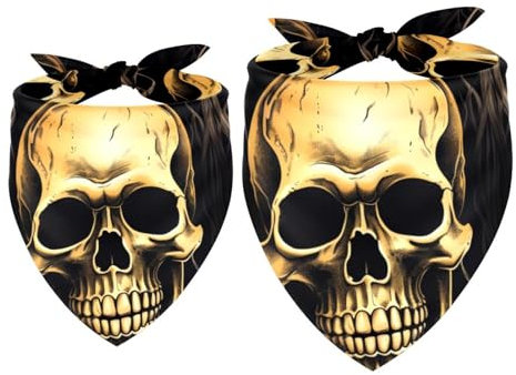 Hundehalstuch, Totenkopf-Skelett-Dreieckstuch für kleine, mittelgroße und große Hunde und Katzen, Haustier-Tuch, Dreieckstuch, Lätzchen, 2 Stück