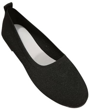 Womens Ballet Flats UK Sale, Foldable Ballerina Shoes Work Smart Office Formal Shoe Ladies Flat Knit Dress Shoes Roll up Shoes Comfort Slip On Flats Round Toe Ballerinas Comfort Walking Loafers