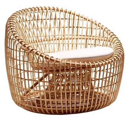 yixinzi-2024 Rattan-Akzentstuhl Rattan Relaxsessel mit Armlehne und Rückenlehne, Einzel-Rattansessel for Balkon, Terrasse Sessel