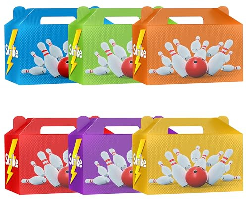 AK Giftshop Bowling Party Boxes, Carry Lunch Food Treats Favour, Set of 12, Assorted Colours (Mix 2 x each colour)