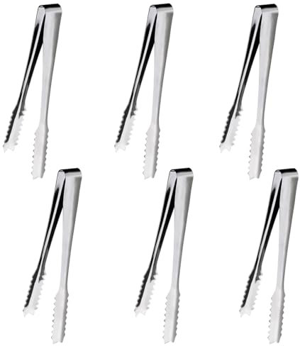 6 Pcs Mini Ice Tongs - Portable Sweet Tongs for Appetizers, Tea, Food, Sweets, Bread, Cake, Kitchen, Wedding, Party, Bar, Bucket, Ice