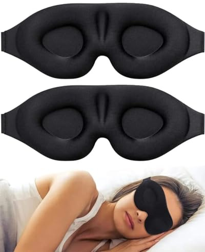 MYGLOAR 2Pcs Schlafmaske aus Seide zum Seitenschlafen, 3D-Augenhöhlen, Augenmaske aus 100% natürlicher Maulbeerseide,99% lichtblockierende Schlafmaske, verstellbares Gummiband, geeignet für Reisen
