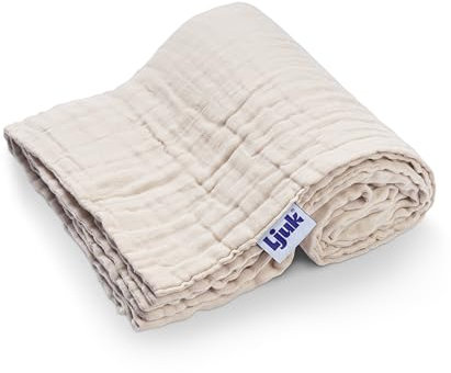 Ljuk® Muslin Baby Blanket - Premium 100% Cotton, Breathable, Soft Swaddle Blanket for Babies and Toddlers (105 x 105 cm) (Sad Beige)