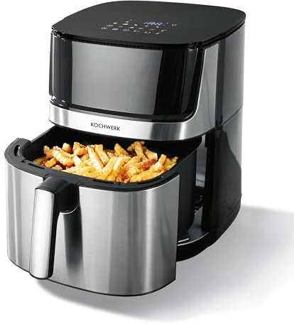 Rachs KOCHWERK Heißluftfritteuse 7,5L | Digitaler Airfryer mit Touchscreen & Timerfunktion | 10 Programme & 1 DIY-Programm | Frittieren von Speisen ohne Öl - fettarm | Mit Antihaftbeschichtung | 2200W