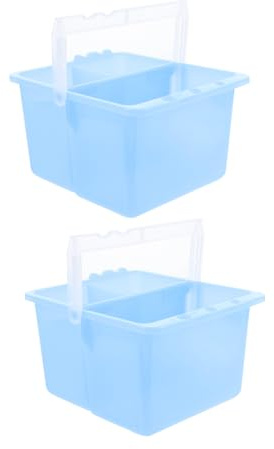 Blue Plastic Brush Washer for Painters and Artists 2pcs | Portable Square Basin, Burr-free Edge Finish, Mixing Colour Use, Multi-functional Cleaning Set