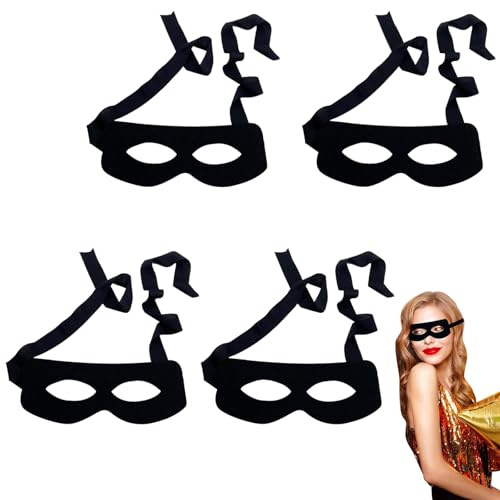 LDBKLGHJ Cosplay Halbmaske Set – 4 Stück – Verstellbare Augenmaske für Halloween, Maskenball und Kostümpartys – Schwarz