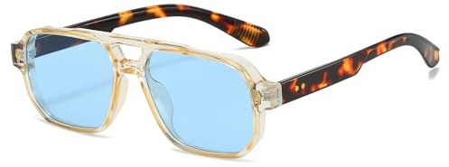 JCTAIFOO Mode Quadratisch Sonnenbrille, Vintage Retro Rechteck Sonnenbrille für Damen Herren, Trendige UV400 Brille