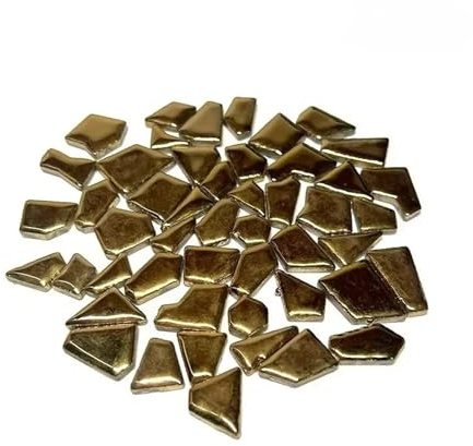 400 g (ca. 310–340 Stück), Porzellan-Mosaikfliesen, 1–2,5 cm, 0,40 mm dick, Keramik-Mosaiksteine, DIY-Mosaik-Bastelmaterial (Gold)