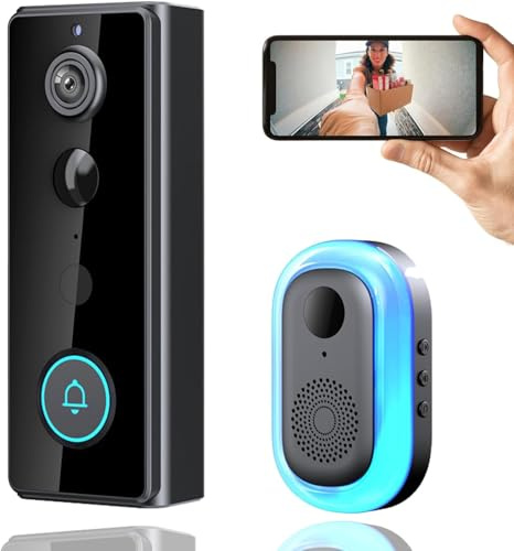 LWOHSI Sonnette vidéo sans Fil avec Audio bidirectionnel, résolution 1080p, détection de Mouvement par IA, Vision Nocturne et Stockage Cloud, Installation Facile pour iOS et Android