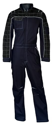 SADISRLS Tuta da Lavoro Professionale Bicolore per Carrozziere Meccanico Gommista Agricoltore, Cotone/Poliestere, Multitasche con Cerniera Zip - Resistente Multitasche (Blu, 2XL)
