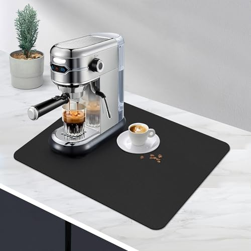 SOSMAR Draining Mat, Super Absorbent Quick Dry Dish Drying Pad, Kitchen Dish Drainer Mat for Sink, Non-Slip Counter Protector for Coffee Machine, Black, 30x40cm