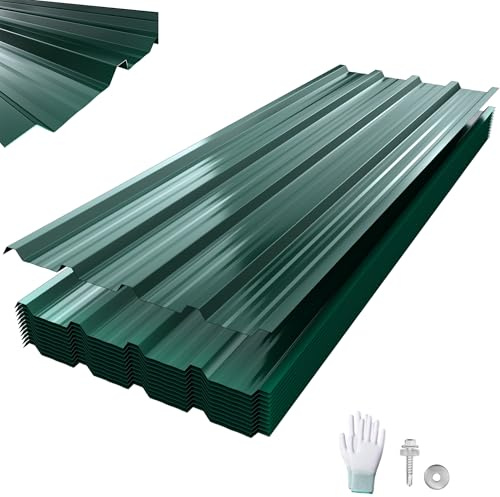 XMTECH 24x Trapezblech Profilblech 129,5 x 45 cm = 14 m² Grün – Verzinkt, Wetterfest & Korrosionsbeständig, Stahlblech Trapezprofil Dachplatten für Gartenhaus, Carport & Wand