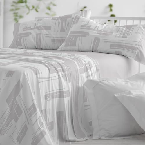 Burrito Blanco | Juego de sábanas | Cama de 150 a 160cm. (+Medidas Disponibles) | Diseño 142 | Color Gris (150-160x190/200cm.)