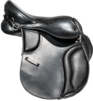 Leather Treeless Horse Saddle With Comfortable GP Design Fits 16 inch Seat Color Black