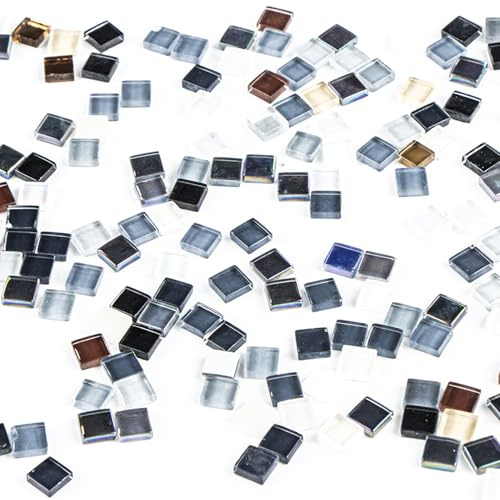 Mosaique Carrelage en Verre Scintillant, DIY Mosaique Loisir Creatif Tesselles mosaique Contient, Carré Mosaïque de Verre pour Vases Sous-Verres Porte-Stylo à la Maison Décoration, 500g
