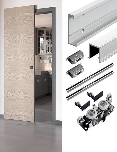 Sliding Door Kit Invisible Sliding Door Track, Trackless Barn Ghost Door for Wooden Pocket Door, Concealed Garage Door Hardware Kit(L120cm/47in)