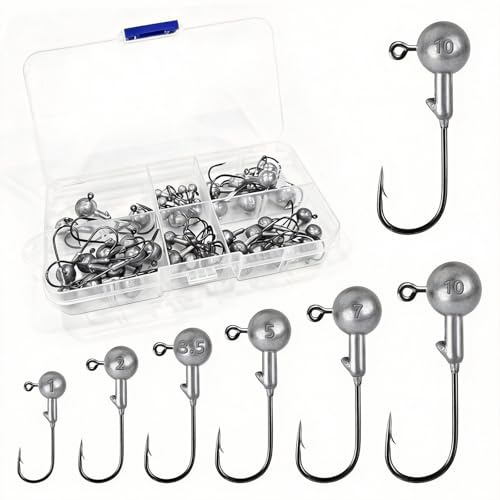 QingWing 52 Piezas Anzuelos de Pescas Set 6 Tamaños (1g/2g/3,5g/5g/7g/10g)